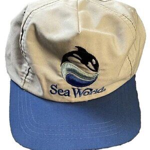 Vintage Seaworld Men’s Shamu Whale Snapback Cap Hat Gray Blue Sz One Size